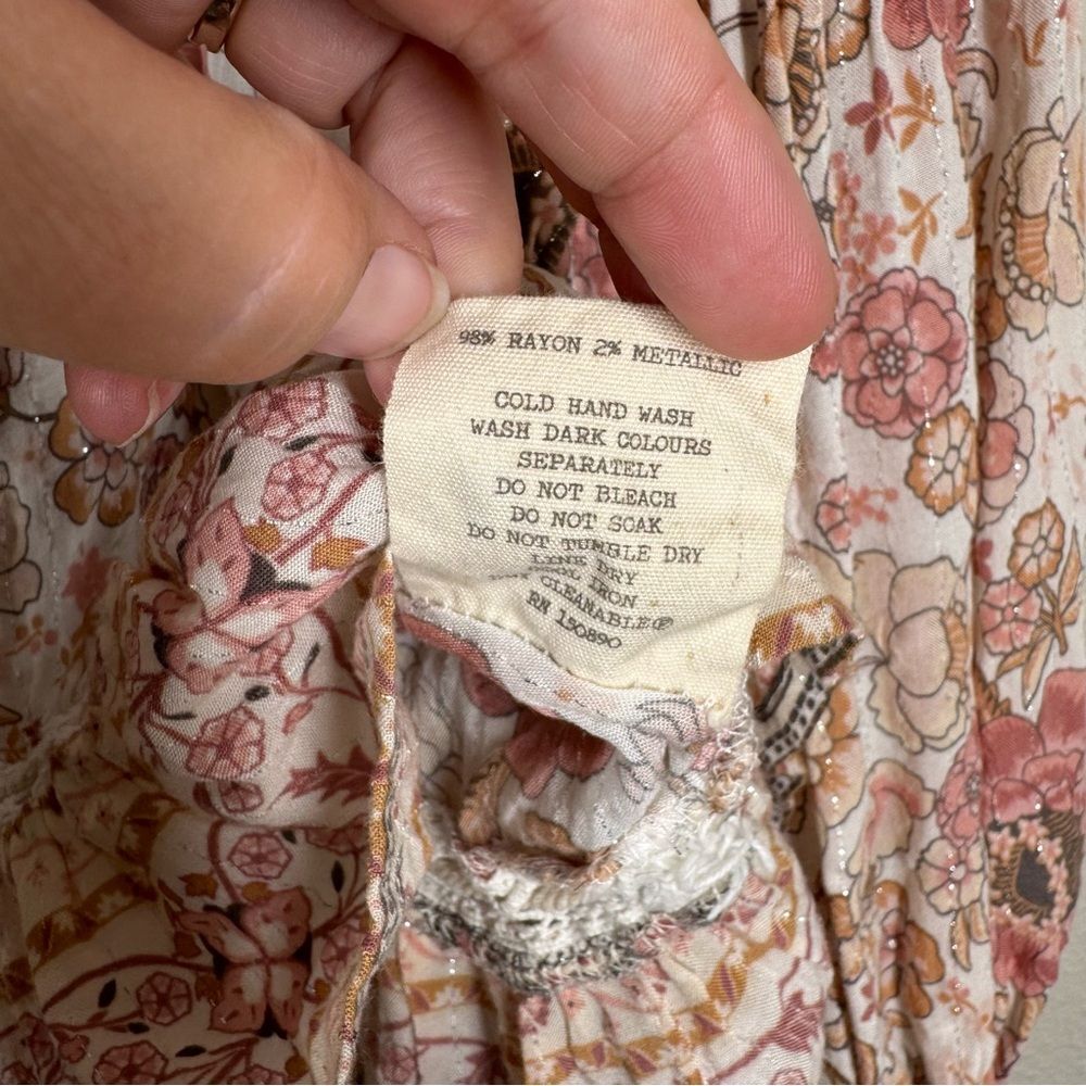 Spell And The Gypsy Long Sleeve Zahara Blouse Top Floral Metallic Tassel Medium - Picture 11 of 11